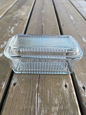 Vintage Pasabahce Clear Glass Rectangular Butter Dish with Lid Refrigerator Dish